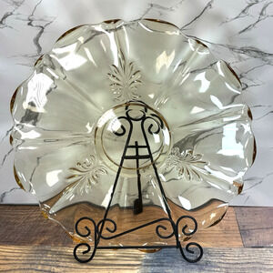Vtg Fostoria Topaz Yellow Depression Baroque 14"‎ Torte Serving Plate Platter